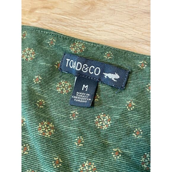 Toad & Co Women's Rosemarie Dress A-Line Cap Sleeves V-Neck Green Floral Size M - Picture 8 of 10